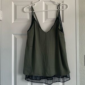 NWOT Bar III green black sheer lace camisole top adjustable straps size L